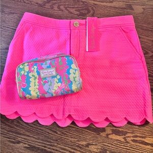 NWT Lilly Pulitzer Women's Size 6 Scallop Skort w/ Lilly Makeup Bag